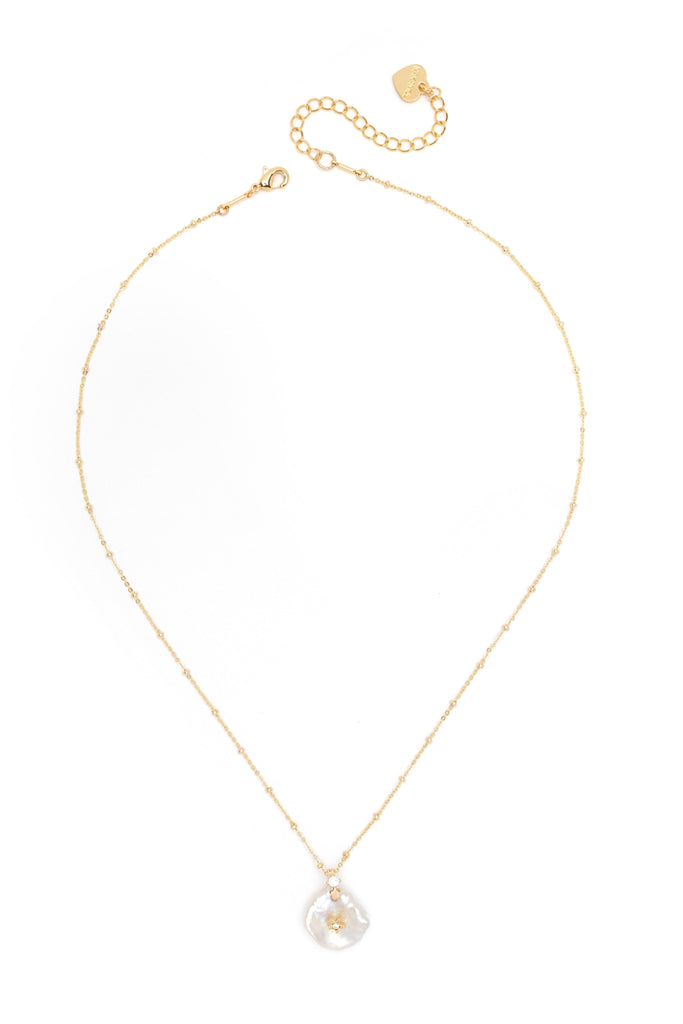 White Pearl Pendant Necklace - Nakamol