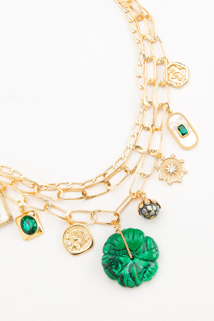 Clover Charm Stone Statement Necklace - Nakamol