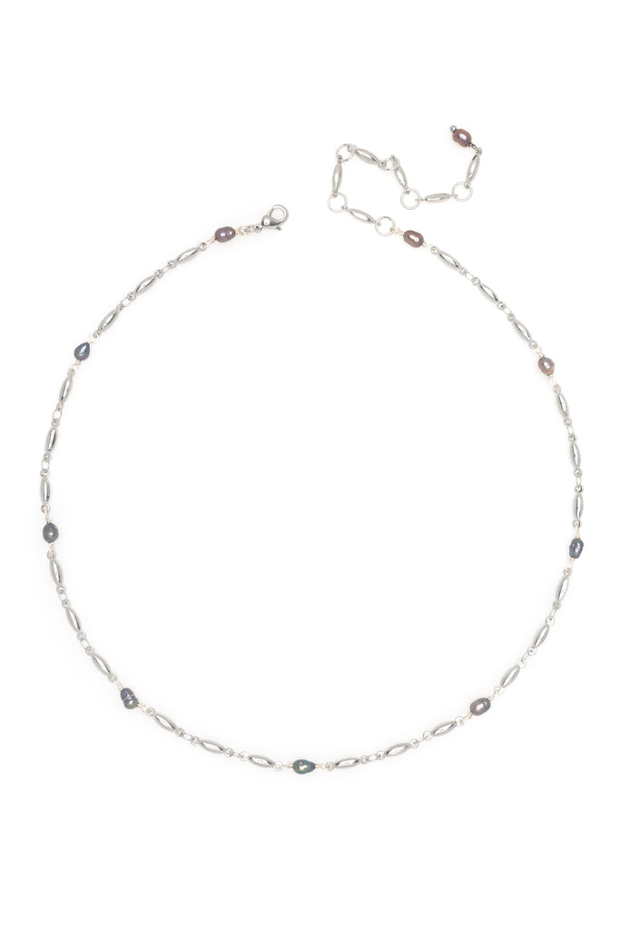 Grey Pearl Rhodium Necklace - Nakamol