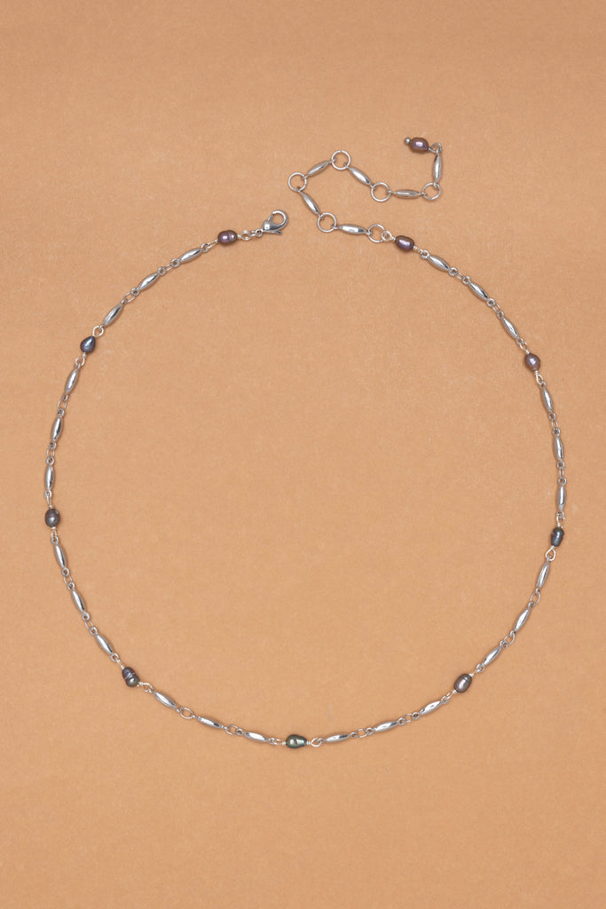 Grey Pearl Rhodium Necklace - Nakamol