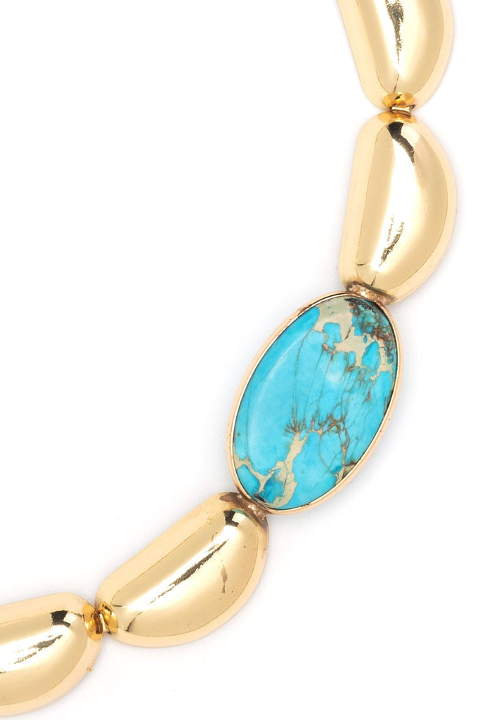 Turquoise Gold Bean Collar Necklace - Nakamol
