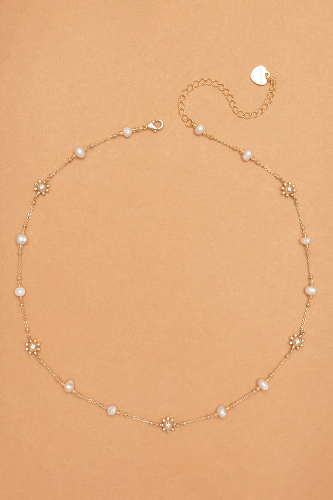 White Pearl Mix Necklace - Nakamol