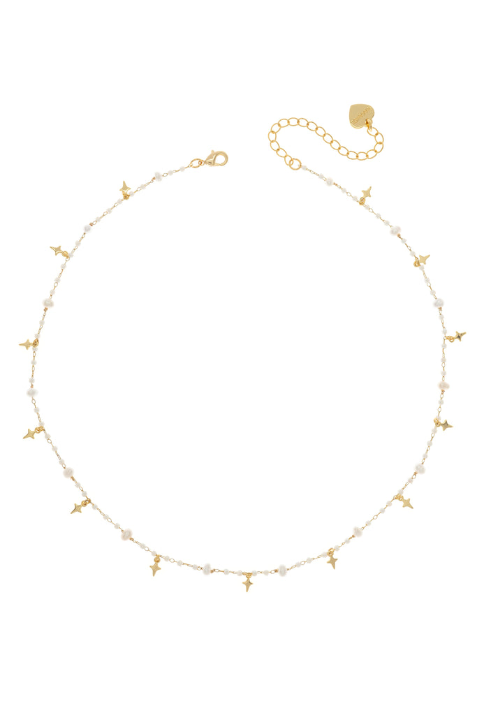 White Pearl Charm Necklace - Nakamol