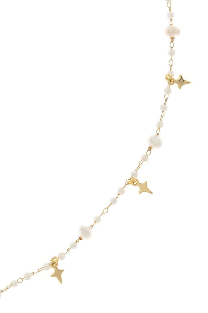 White Pearl Charm Necklace - Nakamol