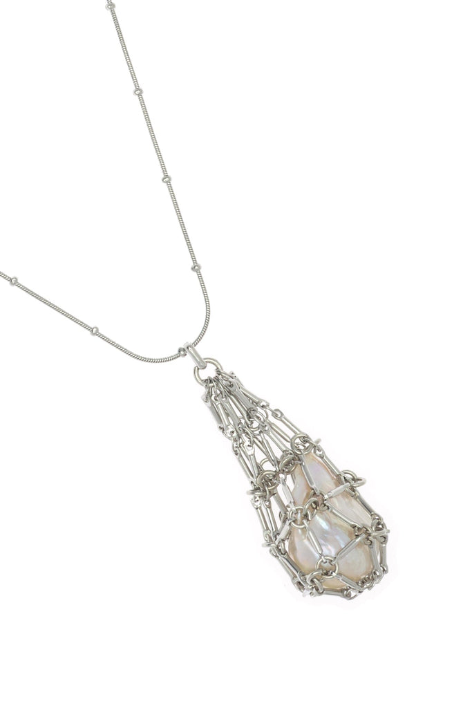 SILVER SHELL FISHNET NECKLACE - Nakamol