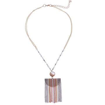 Copper Rhodium Fringe Chain Necklace - Nakamol