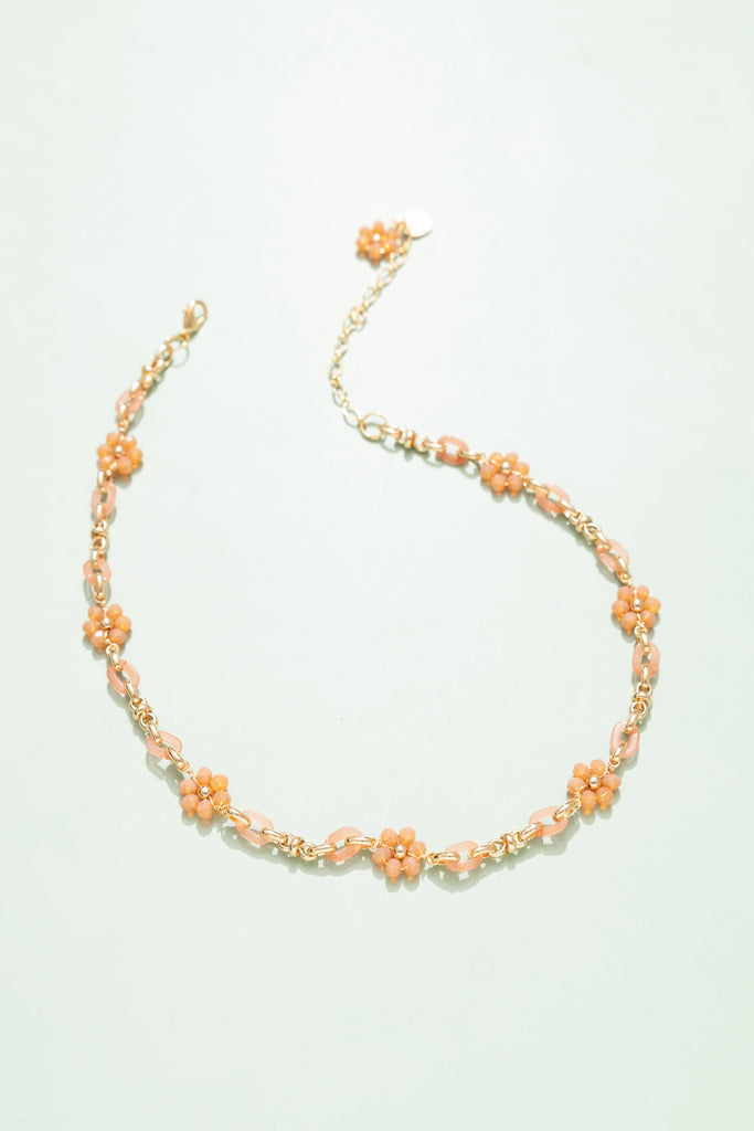 Orange Floral Beaded Necklace - Nakamol