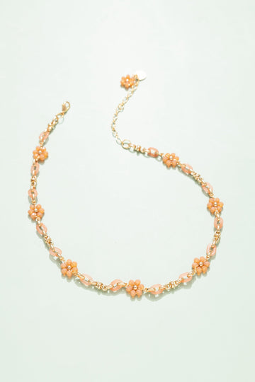Orange Floral Beaded Necklace - Nakamol