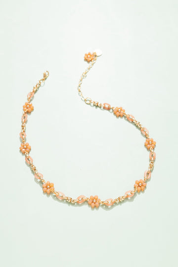 Orange Floral Beaded Necklace - Nakamol