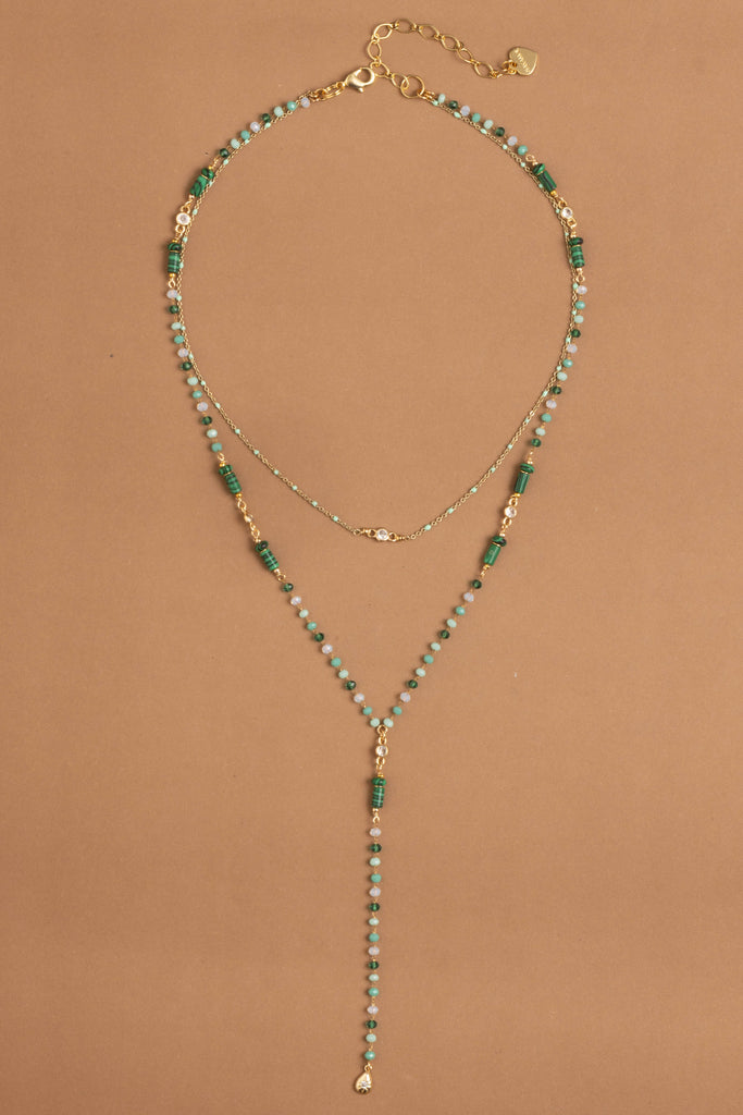 Green Mix Lariat Necklace - Nakamol