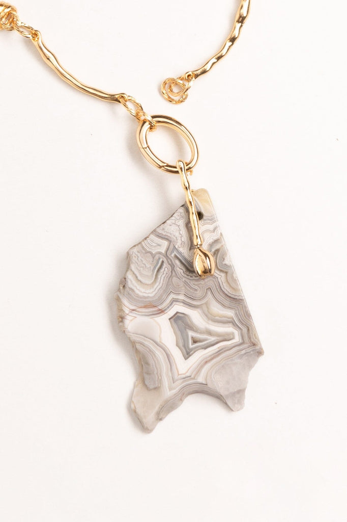 Freeform Grey Stone Pendant Necklace - Nakamol