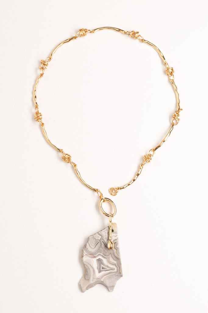 Freeform Grey Stone Pendant Necklace - Nakamol