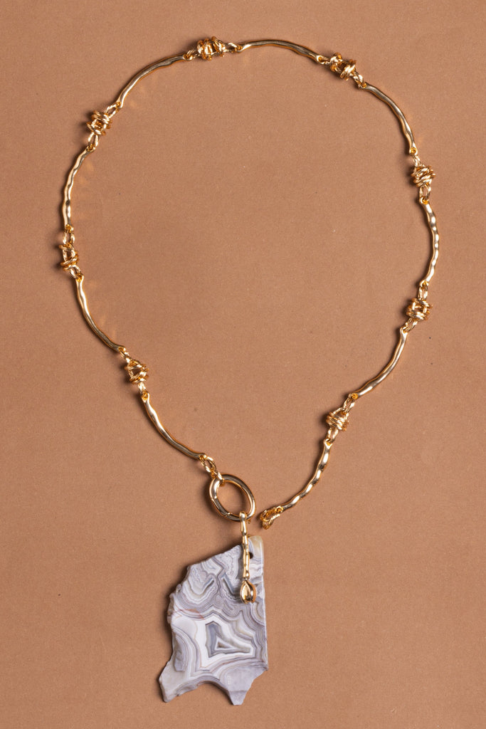 Freeform Grey Stone Pendant Necklace - Nakamol
