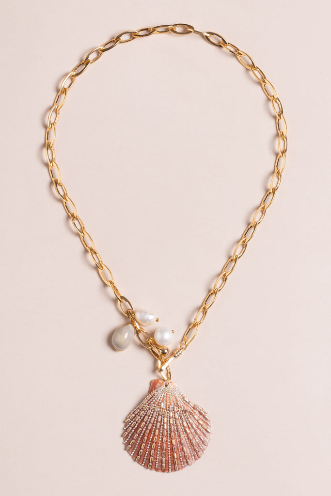 Peach Shell Charm Link Necklace - Nakamol