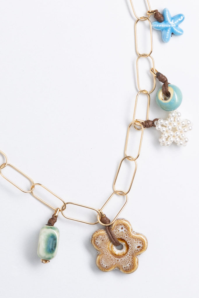 Blue Amazonite Charm Link Necklace - Nakamol