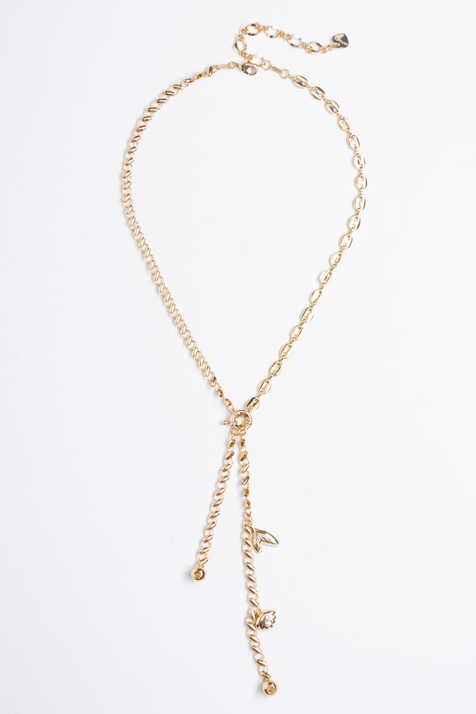 Gold Chain Lariat Necklace - Nakamol