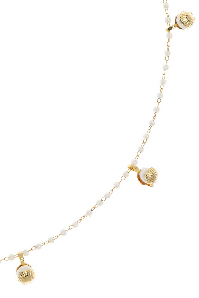 White Pearl Gold Charm Necklace - Nakamol