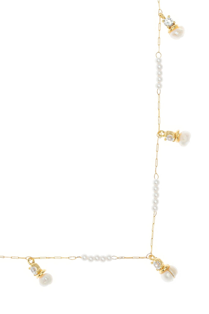 White Pearl Charm Necklace - Nakamol