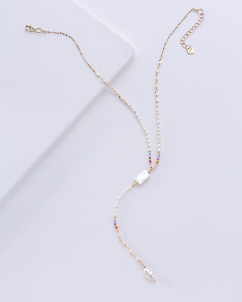 White Pearl Y Classy Necklace - Nakamol