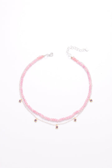 Pink Crystal Purple Charm Necklace - Nakamol