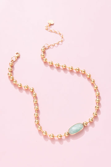 Shades of Teal Gold Ball Chain Necklace - Nakamol