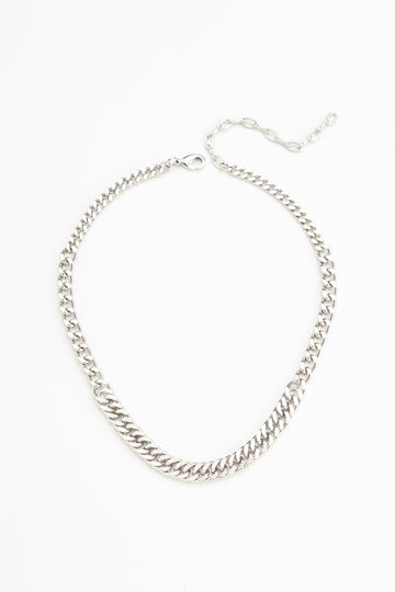 Rhodium Curb Link Chain Necklace - Nakamol