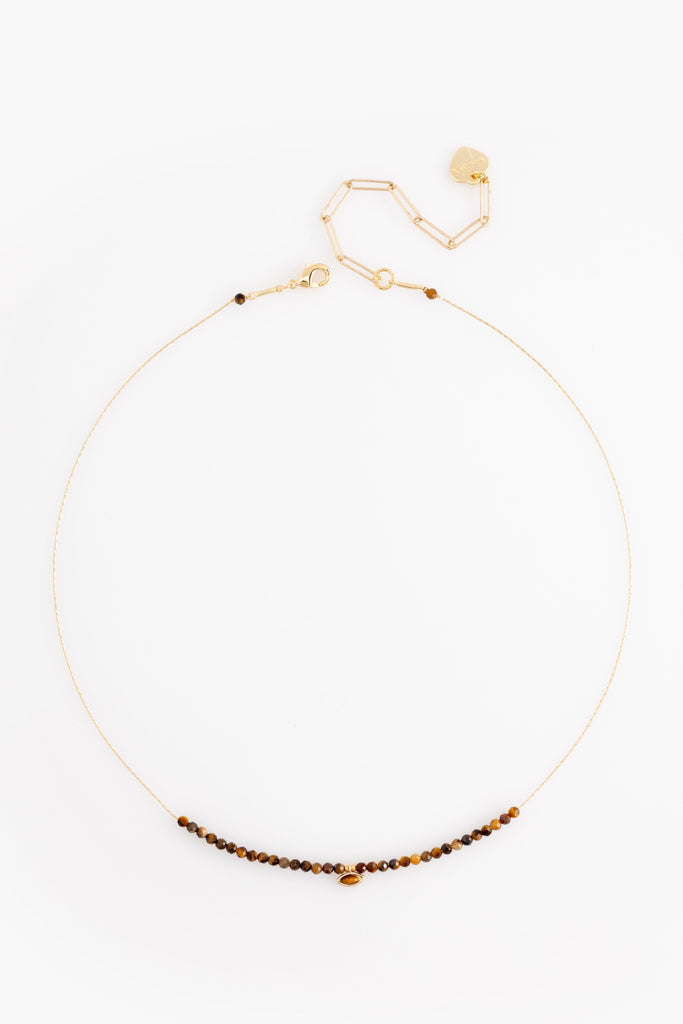 Tiger Eye Beaded Chain Necklace - Nakamol
