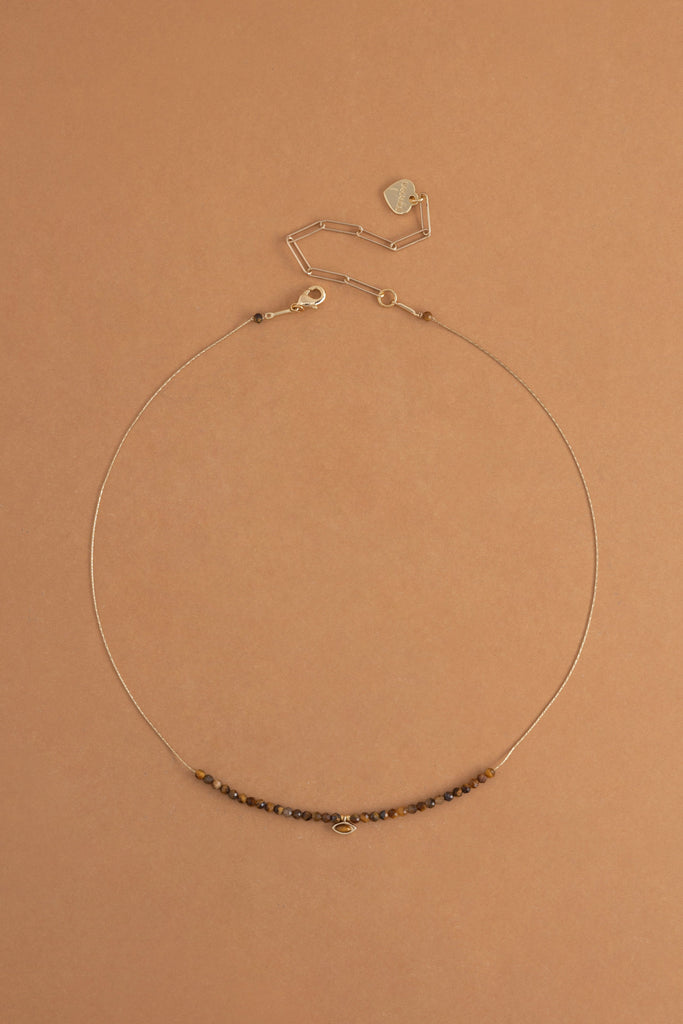 Tiger Eye Beaded Chain Necklace - Nakamol