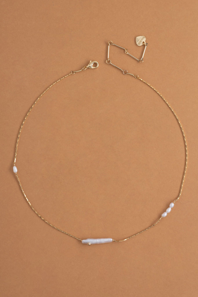 Long White Pearl Bead Short Necklace - Nakamol