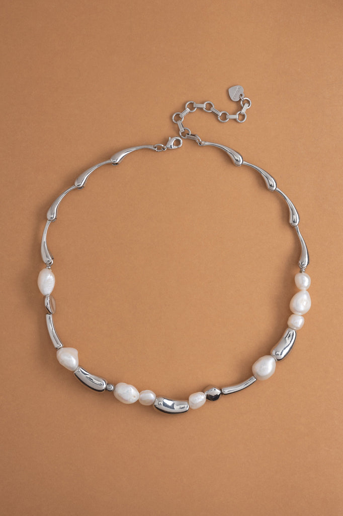 Pearl Rhodium Short Necklace - Nakamol