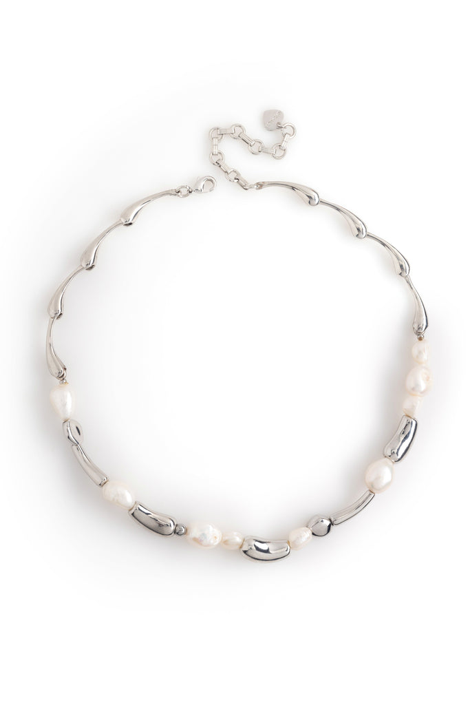 Pearl Rhodium Short Necklace - Nakamol