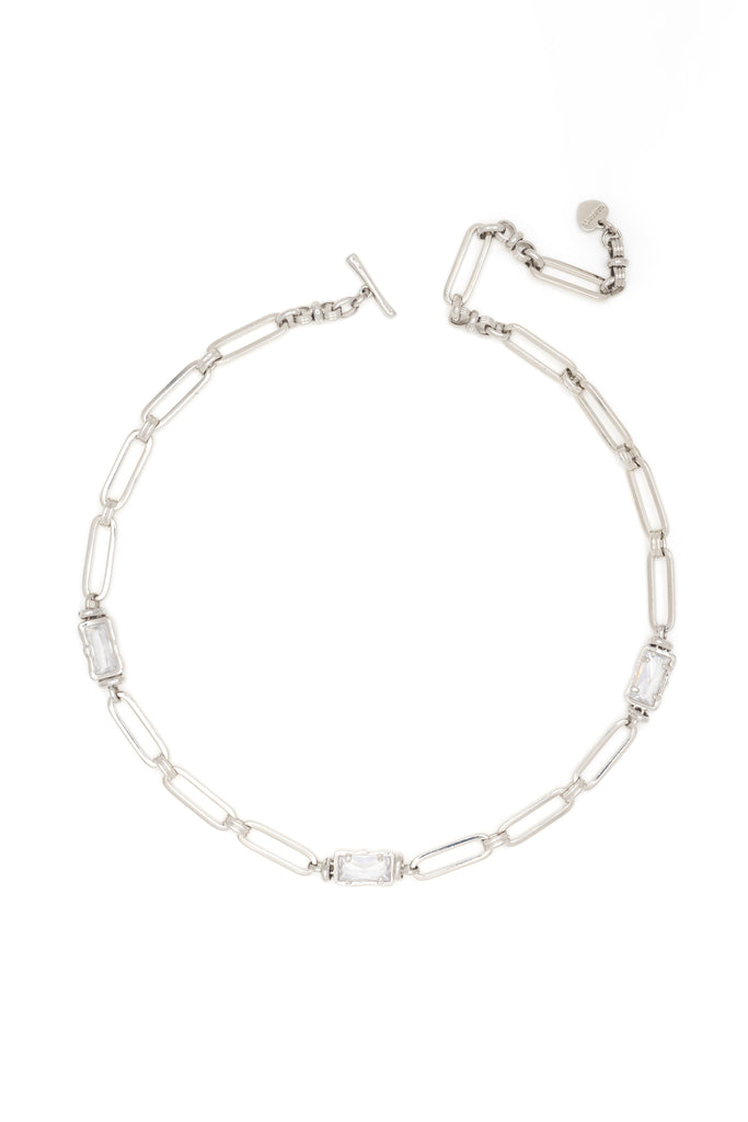 Baguette Clear Stone Chain Link Necklace - Nakamol
