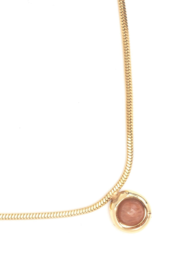 Peach Gold Stone Pendant Necklace - Nakamol