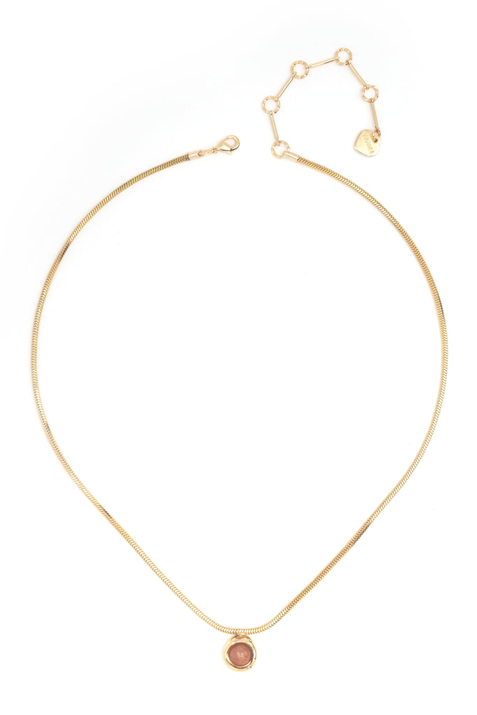 Peach Gold Stone Pendant Necklace - Nakamol