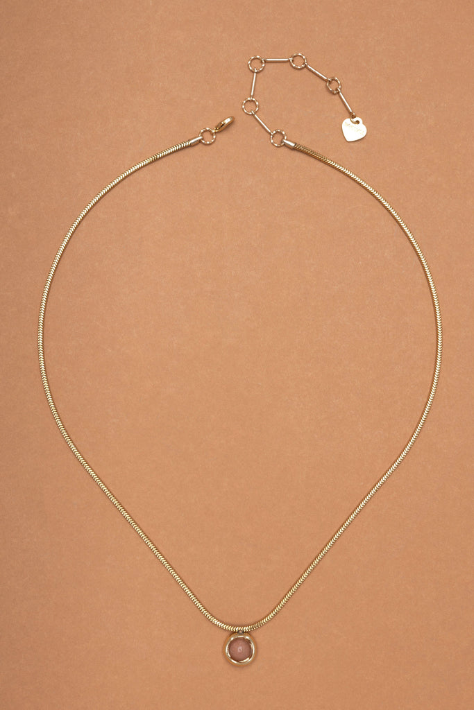 Peach Gold Stone Pendant Necklace - Nakamol