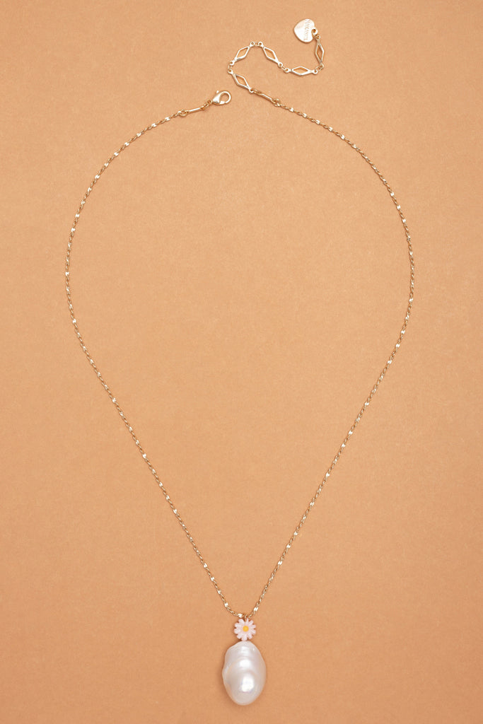 Freeform White Pearl Pendant Necklace - Nakamol