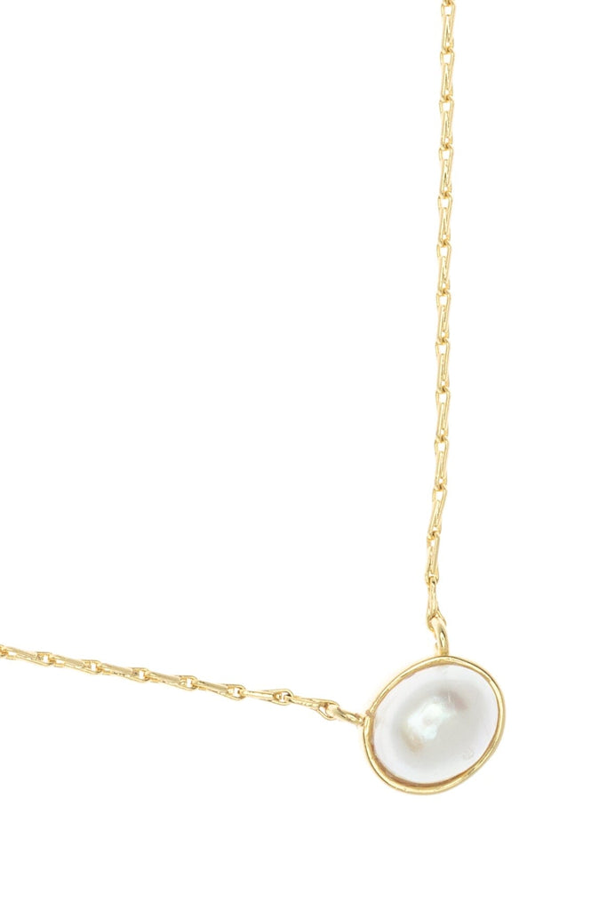 Faceted White Pearl Gold Chain Necklace - Nakamol