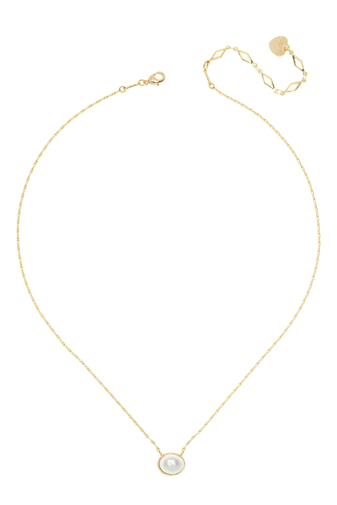Faceted White Pearl Gold Chain Necklace - Nakamol