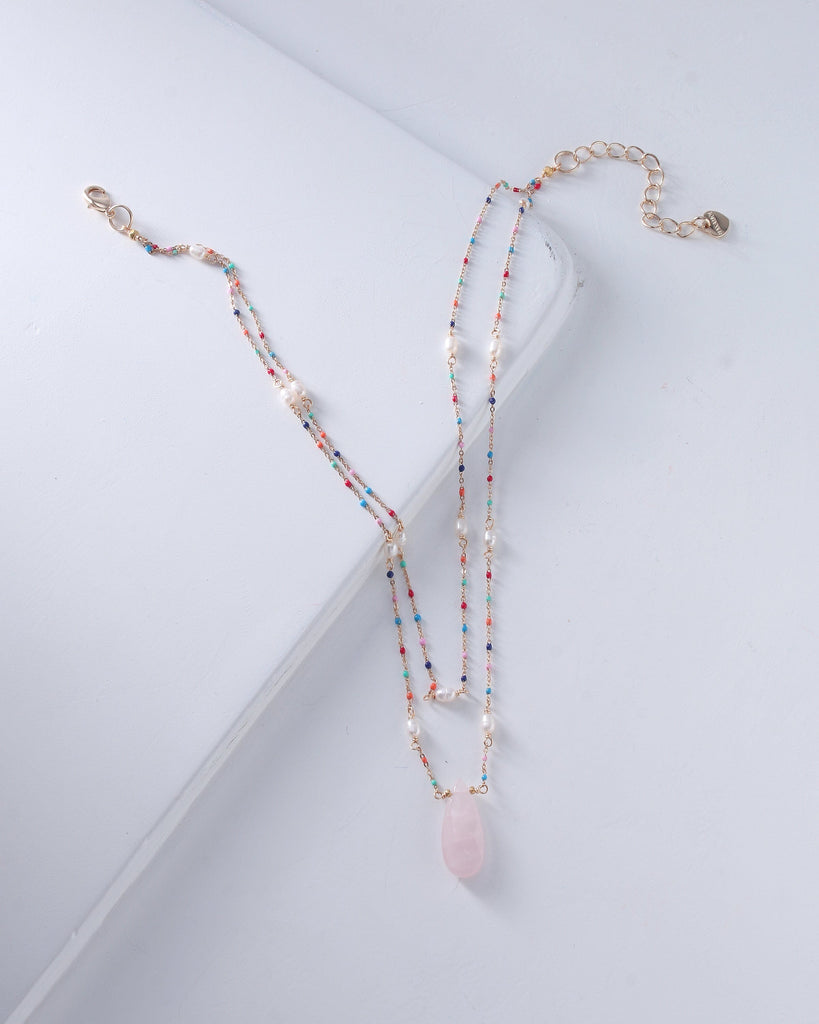 Blushing Quartz Pendant Layer Necklace - Nakamol