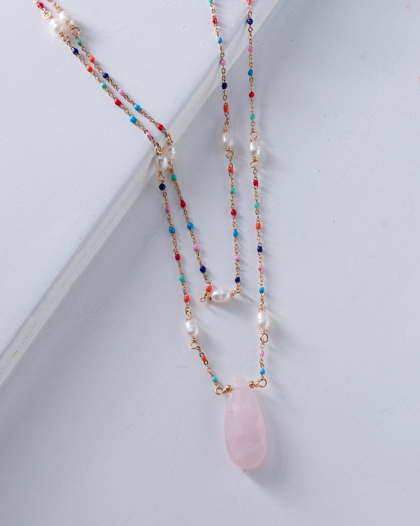 Blushing Quartz Pendant Layer Necklace - Nakamol