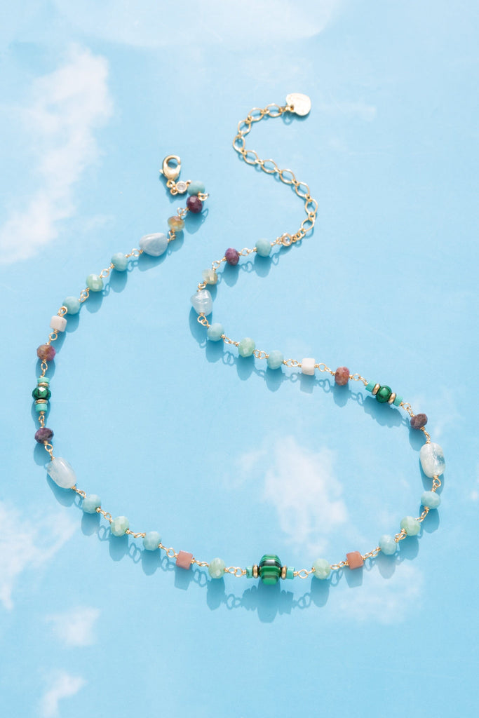 Green Amazonite Rosary Stone Necklace - Nakamol