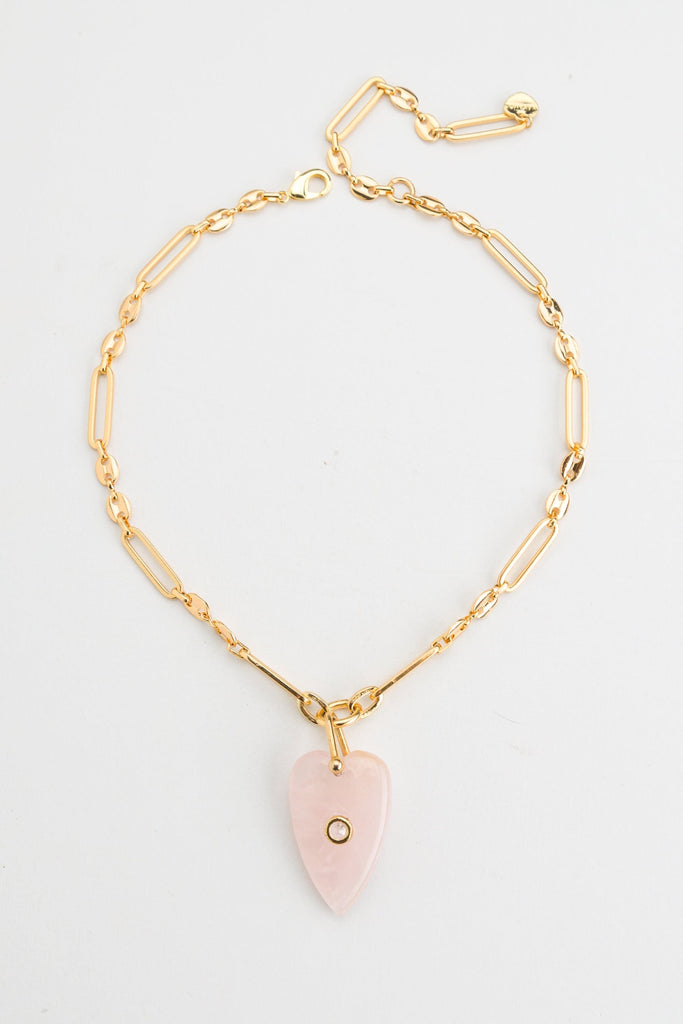 Pink Heart Chain Link Necklace - Nakamol