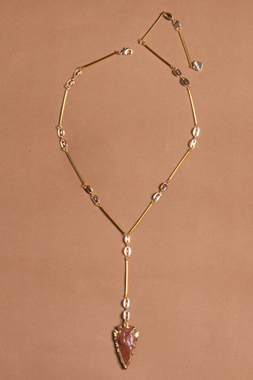 Gold Sand Stone Pendant Lariat Necklace - Nakamol