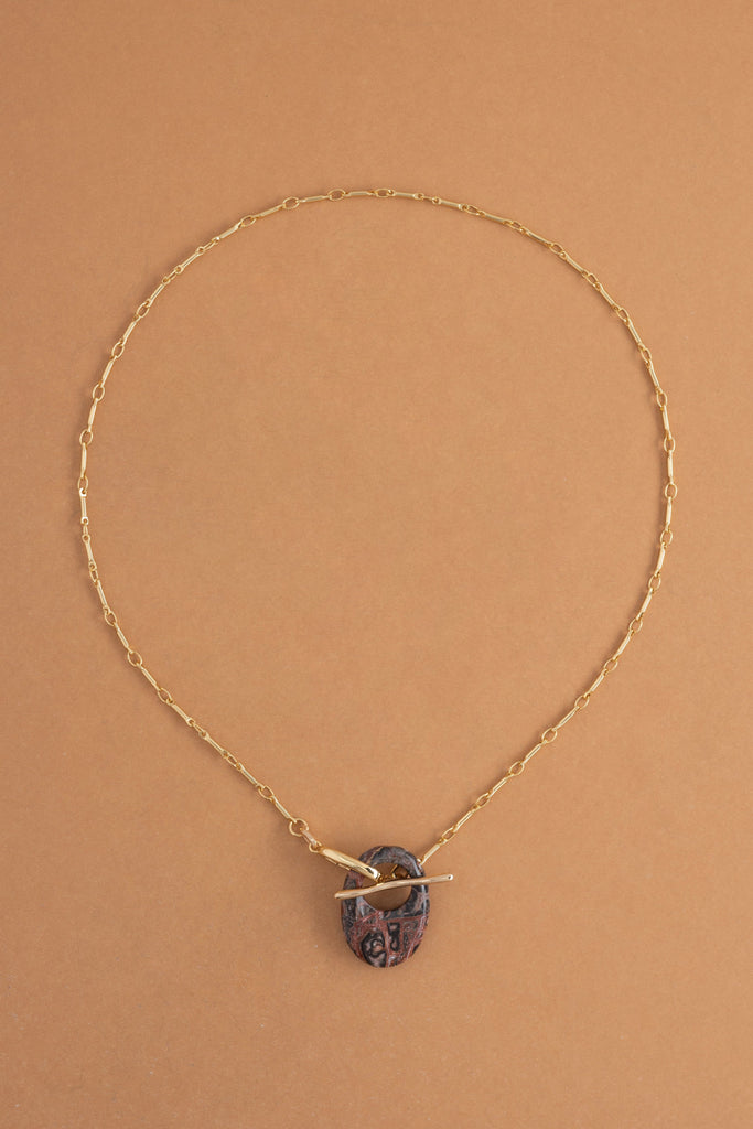 Brown Agate Disc Pendant Necklace - Nakamol