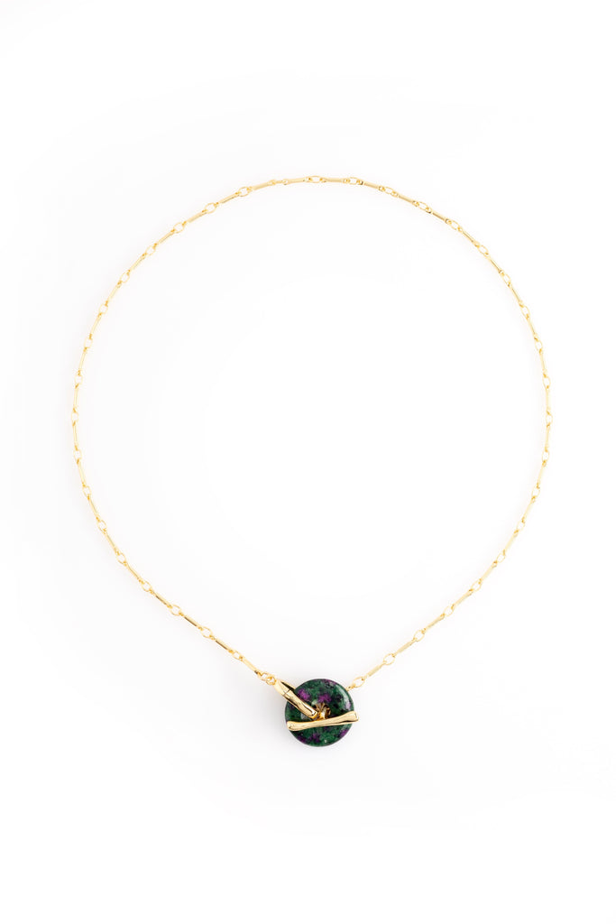 Green Disc Pendant Necklace - Nakamol