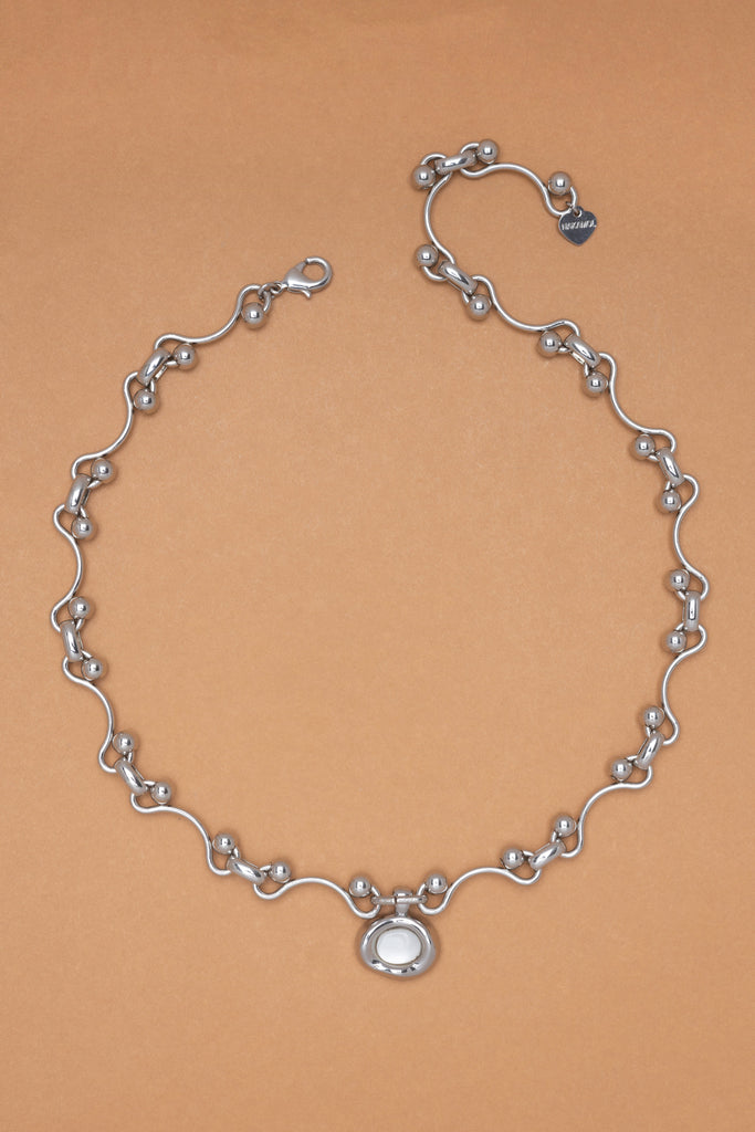 Moonstone Curve Ball Chain Necklace - Nakamol