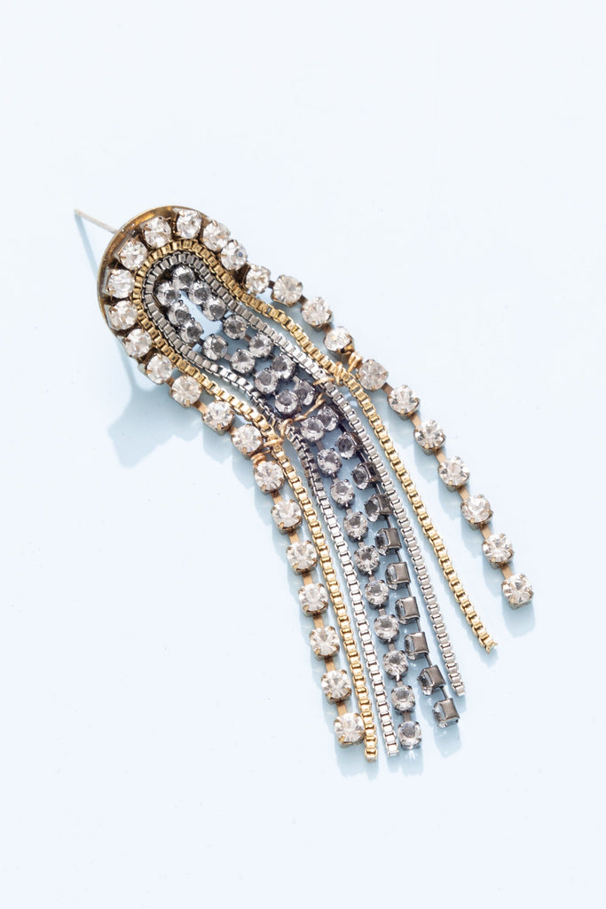 Clear Crystal Fringe Chain Earrings - Nakamol