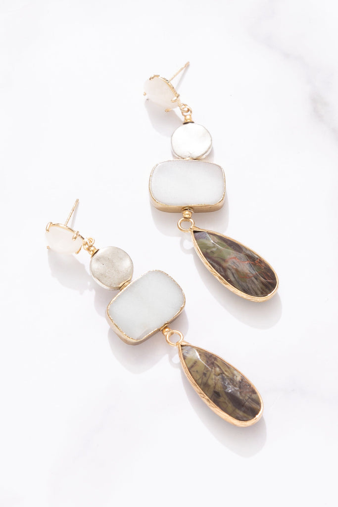 Earthen Hue Stone Drop Earrings - Nakamol