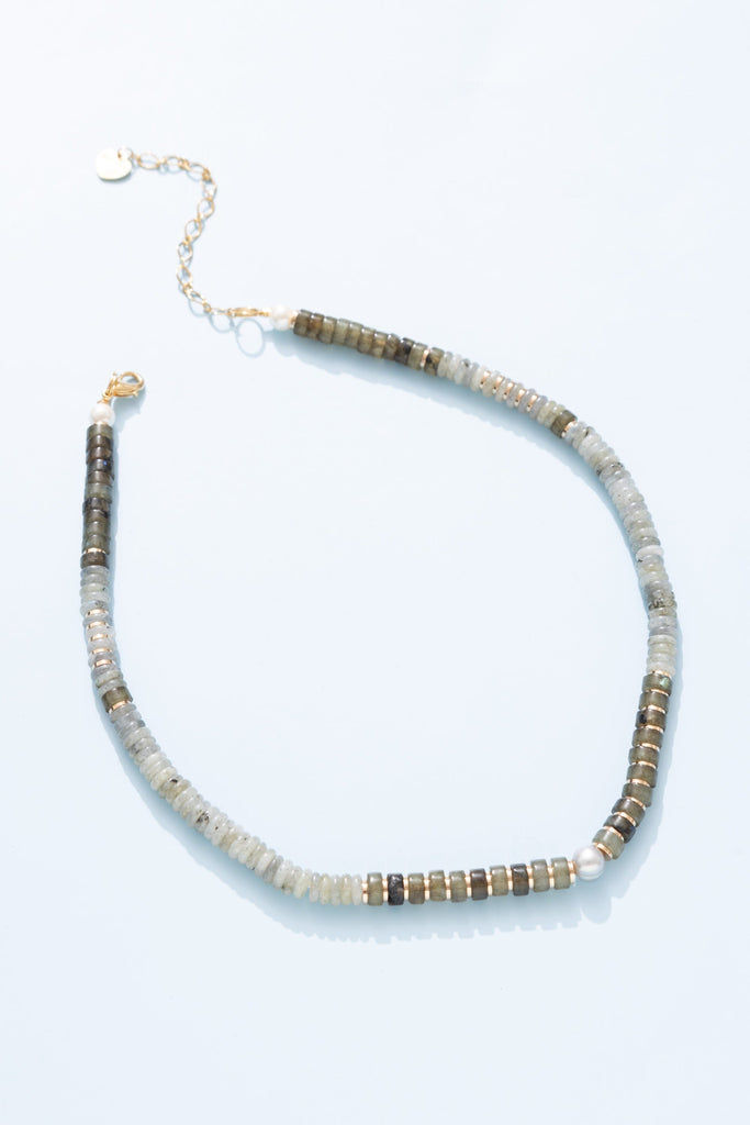 Labradorite Roundel Single Strand Necklace - Nakamol