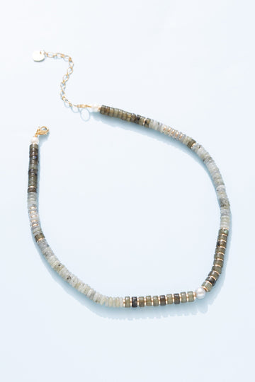 Labradorite Roundel Single Strand Necklace - Nakamol